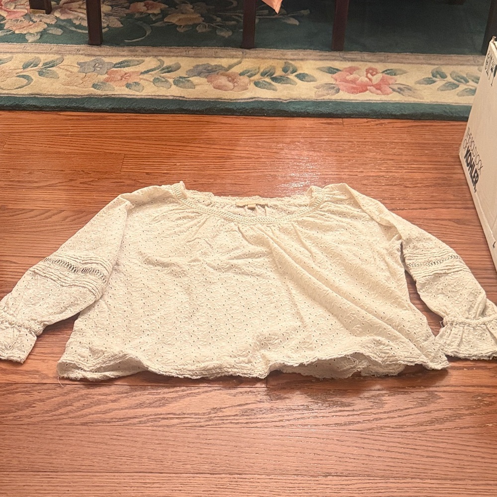 Elegant Off-White Eyelet Blouse